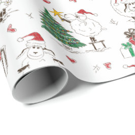 Grappig kerstpapier voor het rapen van kerstmis cadeaupapier