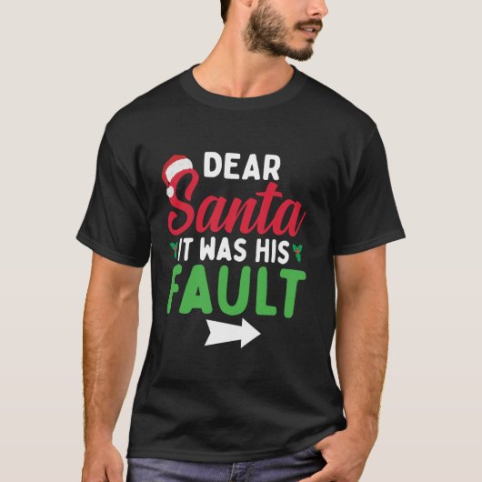 Grappig kerstparen Shirt Lieve kerstman. (Voorkant)
