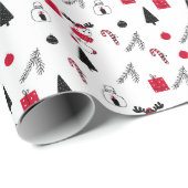 Grappig kerstpatroon van rood, zwart, wit cadeaupapier (Rol Hoek)