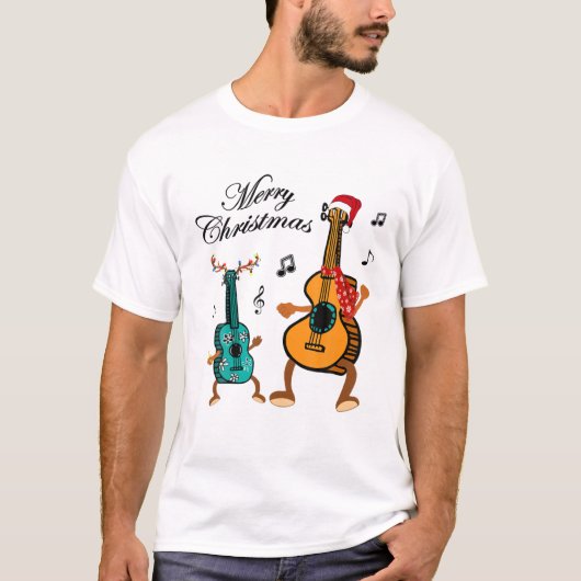 Grappig kerstPet Santa Ukulele Gift T-shirt (Voorkant)