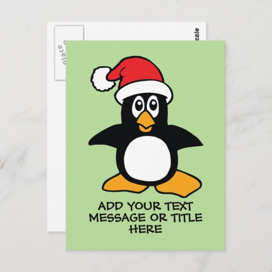 Grappig kerstpinguïn - aangepaste tekst briefkaart (Voorkant / Achterkant)