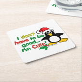 Grappig kerstpinguïn, ik ben schattig! kartonnen onderzetters (Schuin)