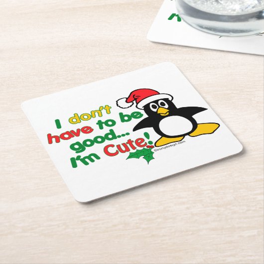 Grappig kerstpinguïn, ik ben schattig! kartonnen onderzetters (Schuin)