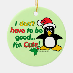 Grappig kerstpinguïn, ik ben schattig! keramisch ornament