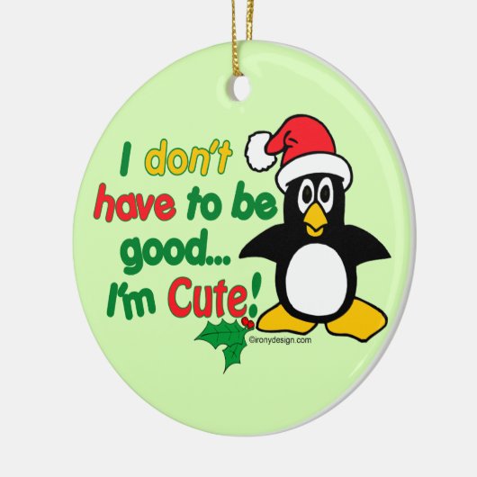 Grappig kerstpinguïn, ik ben schattig! keramisch ornament (Links)