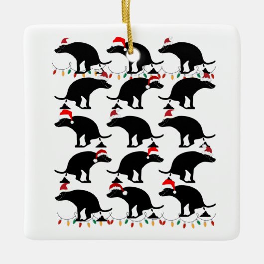 Grappig kerstpooping Dog Keramisch Ornament (Voorkant)