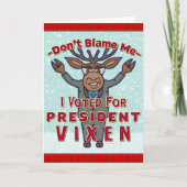 Grappig kerstPresident Vixen Reindeer Politiek Feestdagen Kaart (Voorkant)