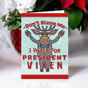 Grappig kerstPresident Vixen Reindeer Politiek Feestdagen Kaart