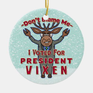 Grappig kerstPresident Vixen Reindeer Politiek Keramisch Ornament
