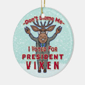Grappig kerstPresident Vixen Reindeer Politiek Keramisch Ornament (Links)