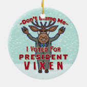 Grappig kerstPresident Vixen Reindeer Politiek Keramisch Ornament (Achterkant)