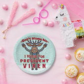 Grappig kerstPresident Vixen Reindeer Politiek Papieren Bordje (Feest)