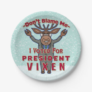 Grappig kerstPresident Vixen Reindeer Politiek Papieren Bordje