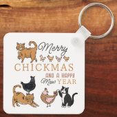 Grappig kerstpuns Katten en kippen Sleutelhanger (Achterkant)