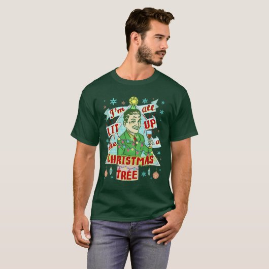 Grappig kerstrecro Drink Humor Man T-shirt (Voorkant volledig)