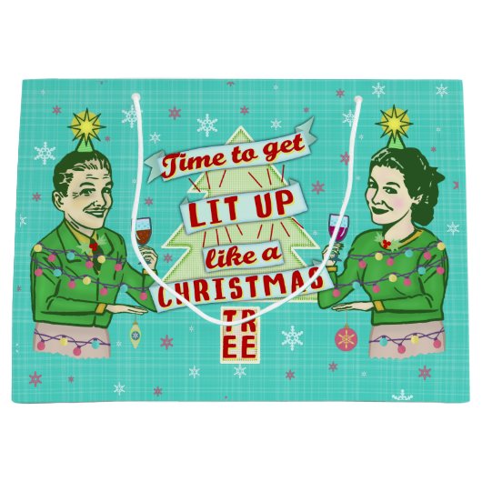 Grappig kerstrecro Drink Humor Paar omhoog Groot Cadeauzakje (Voorkant)