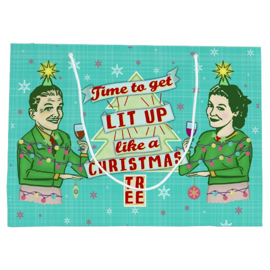 Grappig kerstrecro Drink Humor Paar omhoog Groot Cadeauzakje (Achterkant)