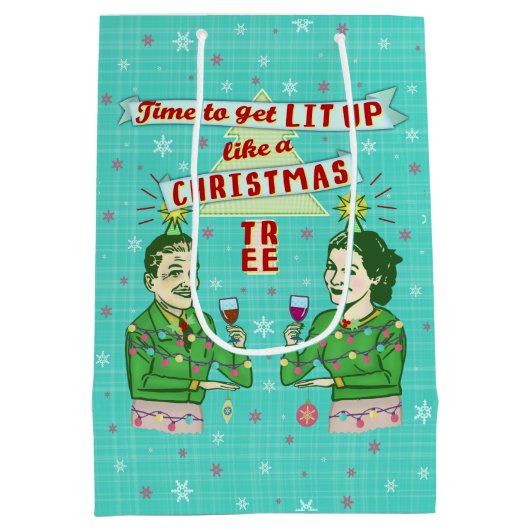 Grappig kerstrecro Drink Humor Paar omhoog Medium Cadeauzakje (Achterkant)