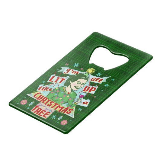 Grappig kerstrecro Drink Humor Woman Creditkaart Flessenopener (Achterkant Gekanteld)