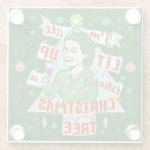 Grappig kerstrecro Drink Humor Woman Glazen Onderzetter (Achterkant)