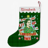 Grappig kerstrecro Drink Humor Woman Kleine Kerstsok (Achterkant)