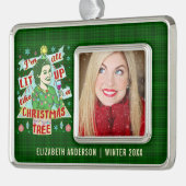 Grappig kerstrecro Drink Humor Woman Verzilverd Omlijst Ornament (Links)