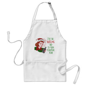 Grappig kerstrecro Drink Rum Woman Standaard Schort