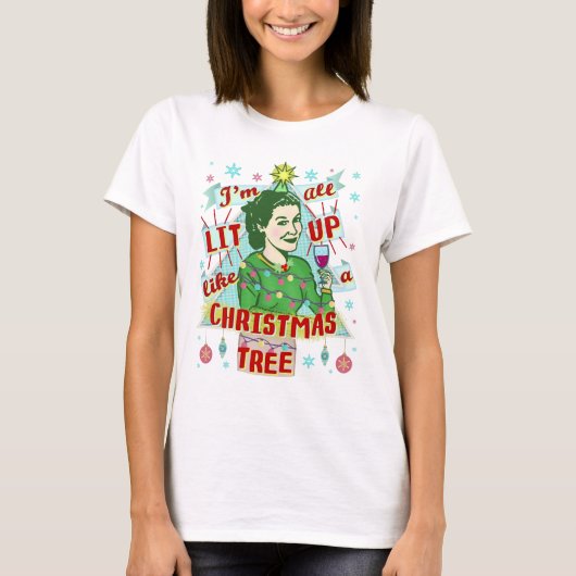 Grappig kerstrecro met Drink Humor Woman T-shirt (Voorkant)