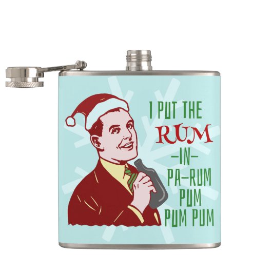 Grappig kerstrecro Rum Drink Man Holiday Heupfles (Geopend)