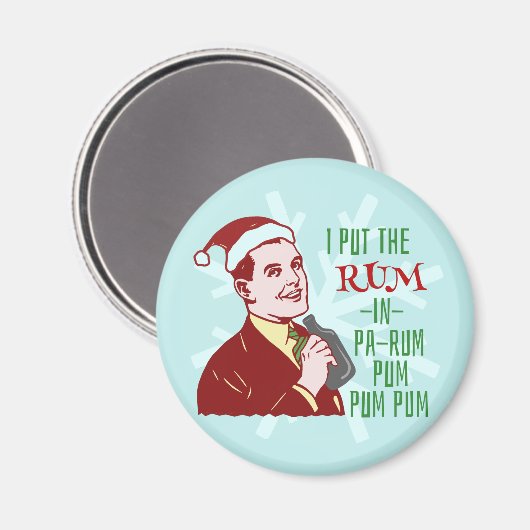 Grappig kerstrecro Rum Drink Man Holiday Magneet (Voorkant / Achterkant)