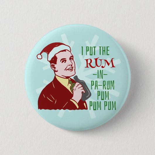 Grappig kerstrecro Rum Drink Man Holiday Ronde Button 5,7 Cm (Voorkant)
