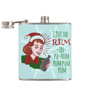 Grappig kerstrecro Rum Drink Voman Holiday Heupfles