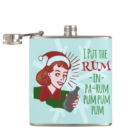 Grappig kerstrecro Rum Drink Voman Holiday Heupfles (Geopend)