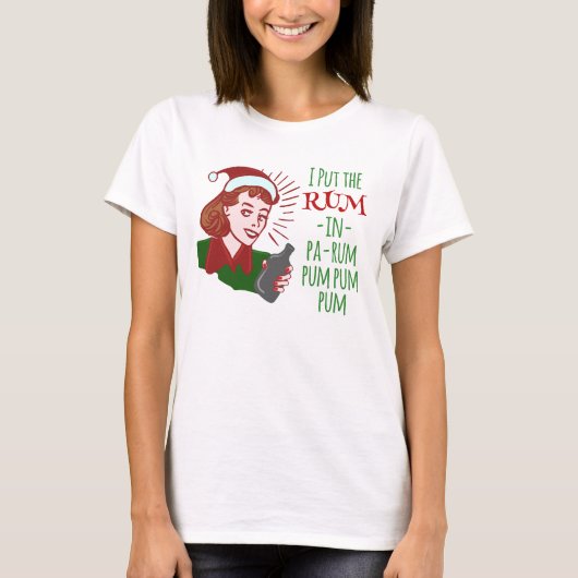 Grappig kerstrecro Rum Drink Voman Holiday T-shirt (Voorkant)