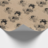 Grappig kerstrecro Santa Kraft Pattern Cadeaupapier (Hoek)