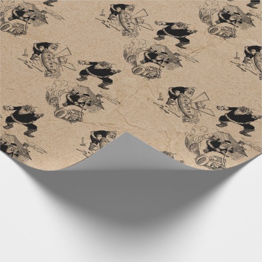 Grappig kerstrecro  Santa Kraft Pattern Cadeaupapier (Hoek)