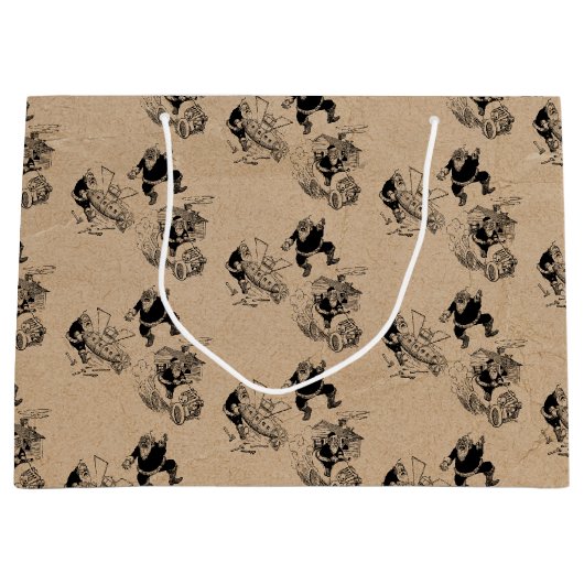 Grappig kerstrecro  Santa Kraft Pattern Groot Cadeauzakje (Voorkant)