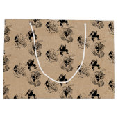 Grappig kerstrecro Santa Kraft Pattern Groot Cadeauzakje (Achterkant)