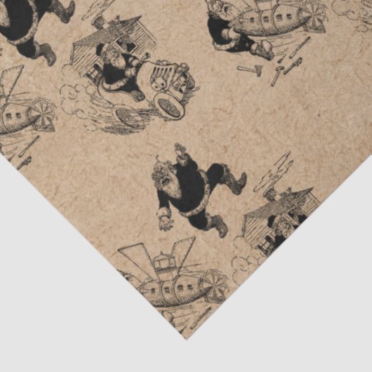 Grappig kerstrecro  Santa Kraft Pattern Tissuepapier (Detail)