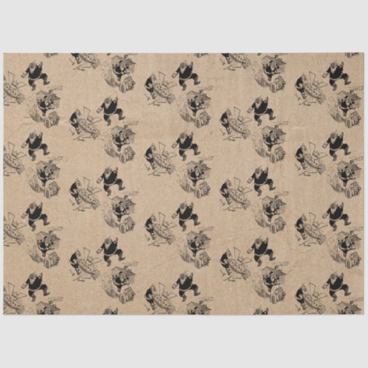 Grappig kerstrecro Santa Kraft Pattern Tissuepapier (Voorkant)