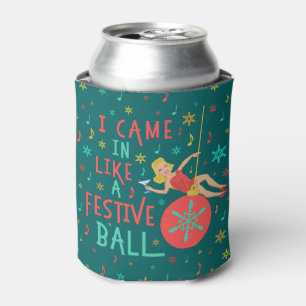 Grappig kerstrecro Woman op feestelijke kerstbal Blikjeskoeler