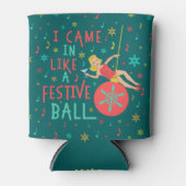 Grappig kerstrecro Woman op feestelijke kerstbal Blikjeskoeler (Voorkant)