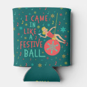 Grappig kerstrecro Woman op feestelijke kerstbal Blikjeskoeler (Achterkant)