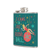 Grappig kerstrecro Woman op feestelijke kerstbal Heupfles (Links)