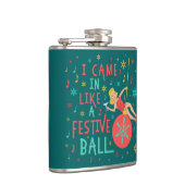 Grappig kerstrecro Woman op feestelijke kerstbal Heupfles (Rechts)