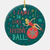 Grappig kerstrecro Woman op feestelijke kerstbal Keramisch Ornament (Achterkant)