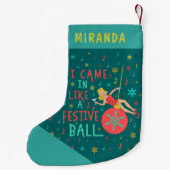 Grappig kerstrecro Woman op feestelijke kerstbal Kleine Kerstsok (Achterkant)