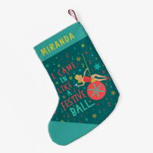 Grappig kerstrecro Woman op feestelijke kerstbal Kleine Kerstsok (Achterkant (Hangend))