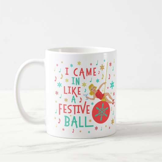 Grappig kerstrecro Woman op feestelijke kerstbal Koffiemok (Links)