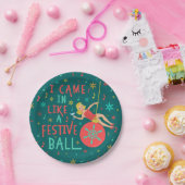 Grappig kerstrecro Woman op feestelijke kerstbal Papieren Bordje (Feest)